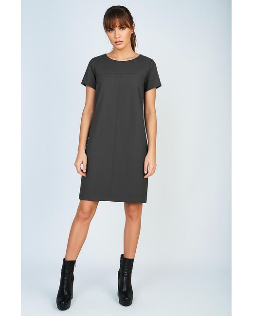 Conquista Gray Anthrcite Sack Style Punto Di Roma Short Sleeve Dress