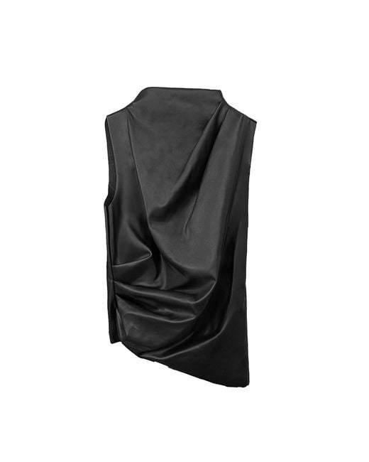Ats the Label Juno Leather Tank in Black | Lyst
