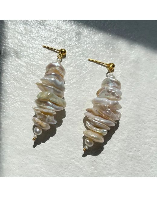 EVA REMENYI Metallic Lagoon Pearl Earrings