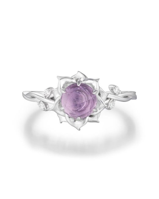 Azura Jewelry New York Metallic Moonflower Amethyst Ring Vermeil