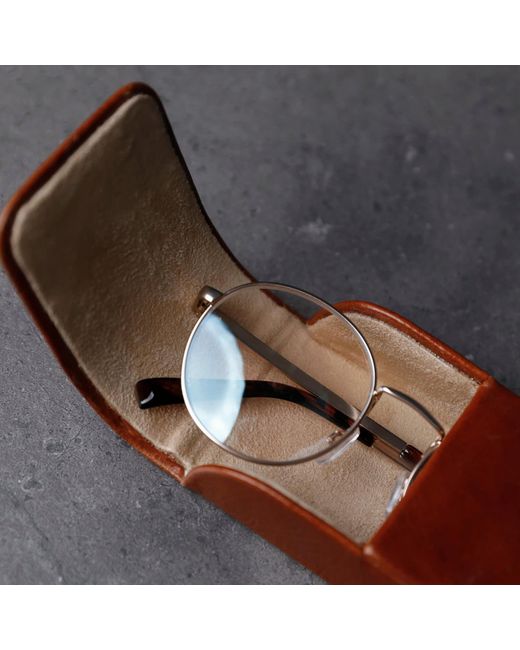 Time Resistance Red Hard Shell Leather Eyeglasses Cover Cognac – The Sign Of Four for men