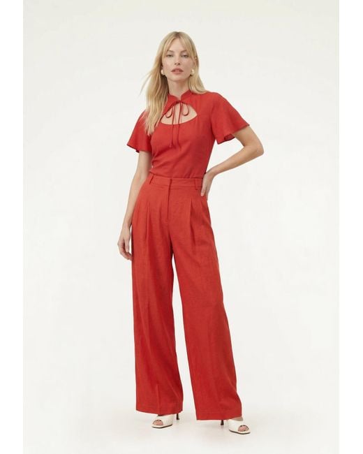 Lily and Lionel Red Camille Flutter Sleeve Top