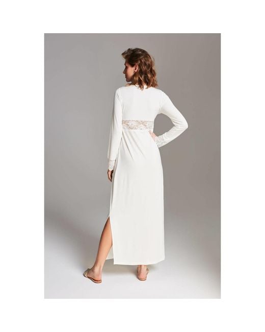 Oh!Zuza White Long Nightdress With Lace Details