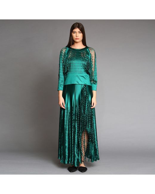 Silvia Serban Green Laser Cut Blouse