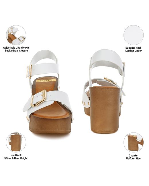 Rag & Co White Ompasa Genuine Leather Clog Sandals
