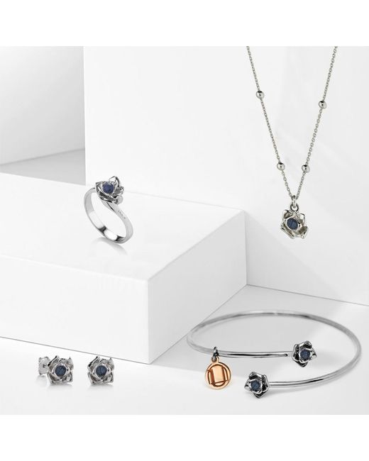 Unaloe Metallic Sapphire Sterling Necklace – Natural Sapphire Rose Pendant, Handmade Italian Designer Jewelry