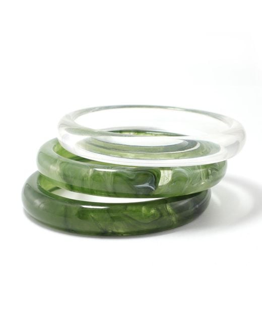 Hye Jane Jewelry Green Tonal Resin Bangle Set