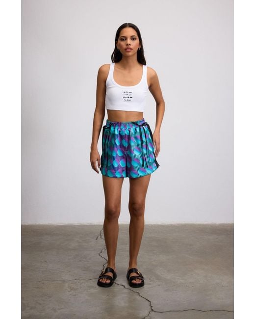 Je Te Veux Blue Jett Polka Dot Shorts With Bow Detail