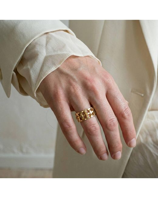 Silver & Elegant Co. Metallic Lattice Architectural Band Ring