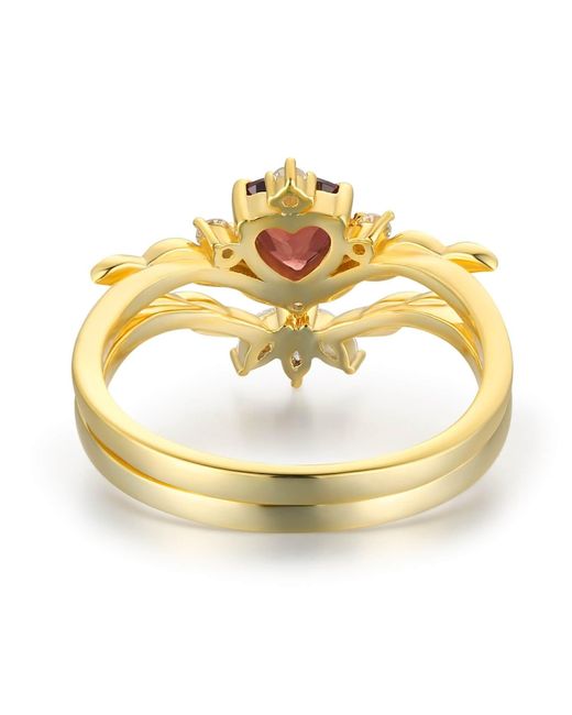 Azura Jewelry New York Metallic Flaming Heart Mozambique Garnet Vermeil Ring Set