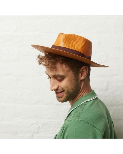 Dasmarca Hats Brown Dasmarca Albert Wide Brim Summer Genuine Panama Straw Hat For - Amber