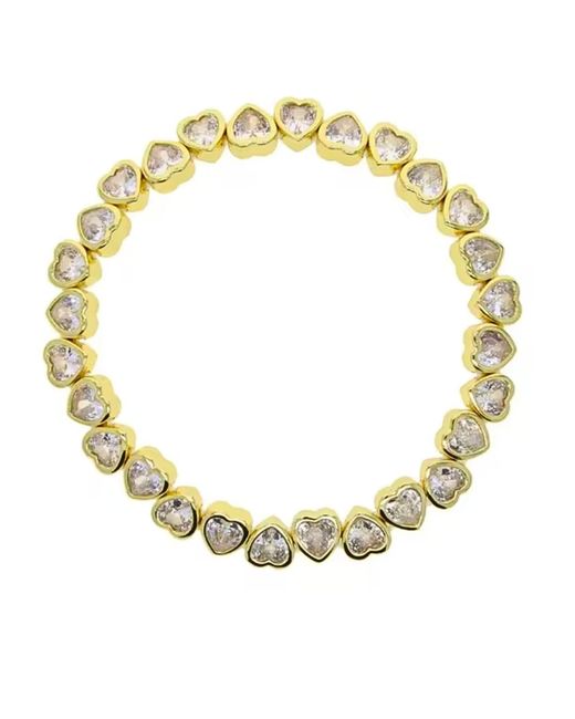 Olivia Le Metallic Heart Stretch Cubic Zirconia Tennis Bracelet