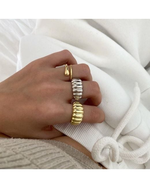 Spero London White Signature Sterling Stacking Snake Ring