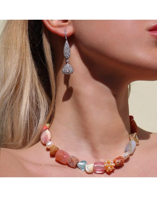 Mineralgems•Studio White Dangling Earrings With All Over Zirconia