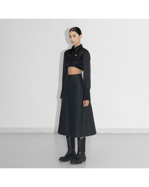 Vestiaire d'un Oiseau Libre Blue Leather Midi Skirt