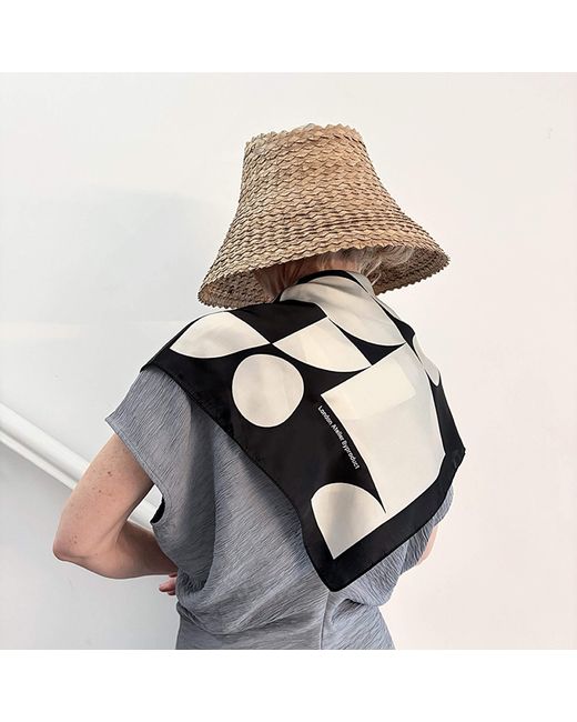 London Atelier Byproduct Black Geometric Print Square Silk Scarf