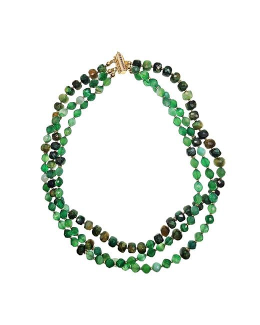 Farra Green Agate With Tiger-Eye Multi-Layers Necklace