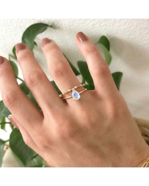 Melt'm Jewelry Metallic Pear Moonstone Ring