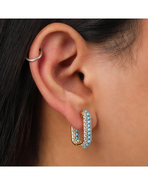 Preeti Sandhu Blue Summer Sparkle U-Shaped Vermeil Hoops