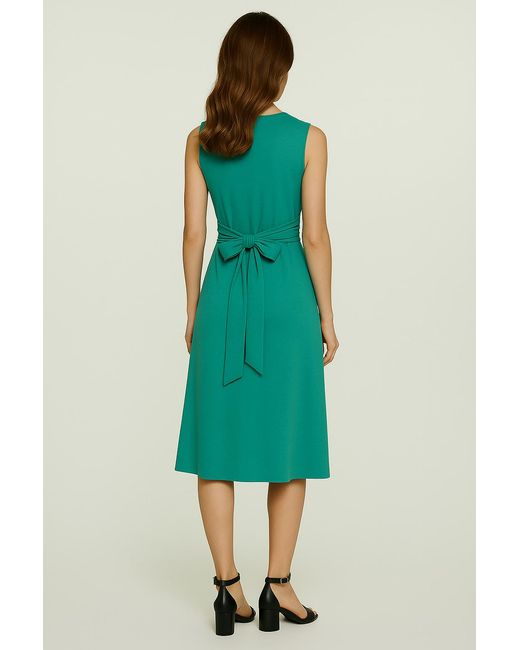 Conquista Green V Neck Dress With Sash