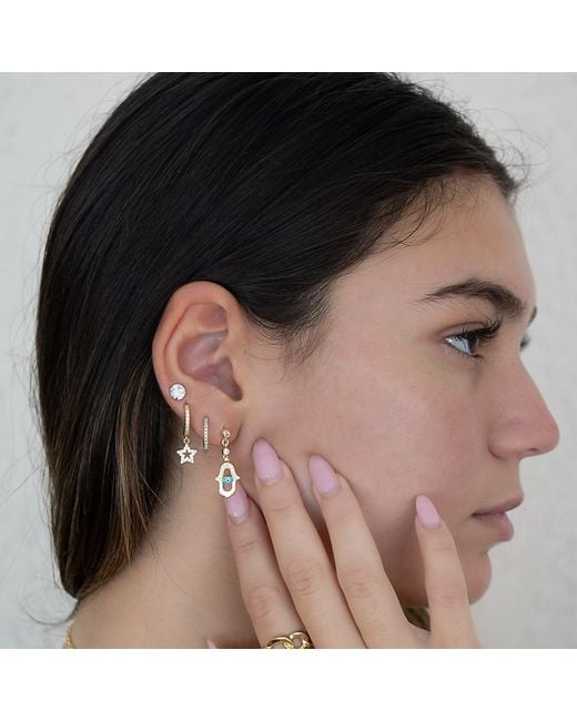 Ebru Jewelry Metallic Enamel Evil Eye Plated Hamsa Earrings
