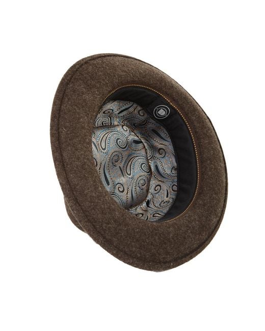 Dasmarca Hats Brown James Wood Milange Felt Wide Brim Wool Felt Fedora Hat for men