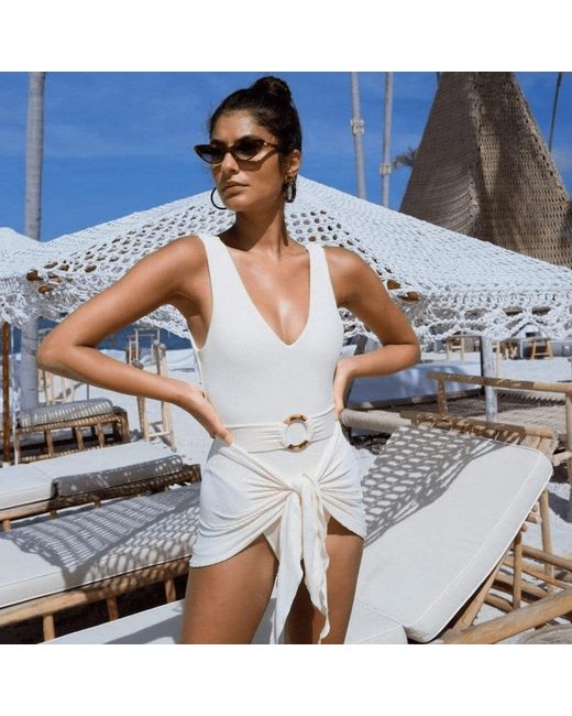 Montce White Neutrals Cream Rib Kim One-Piece