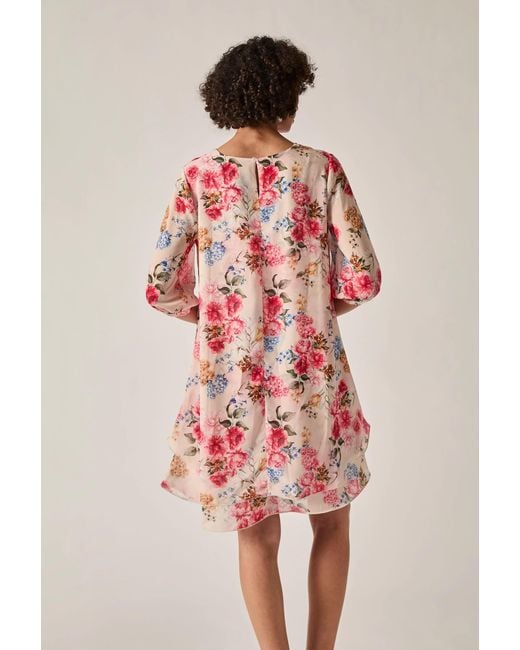 James Lakeland White Print Flower Wave Hem Dress
