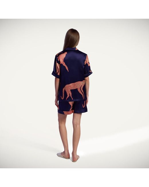 Piola Blue Mulberry Silk Short Pyjama Set