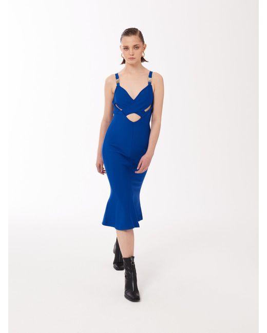 Sour Figs Blue Stretch Jersey Cut-Out Bandage Midi Dress