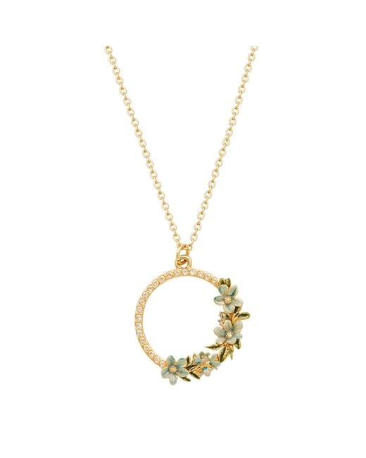 Fable England Metallic Floral Wreath Necklace & Floral Wreath Hoop Earrings Set