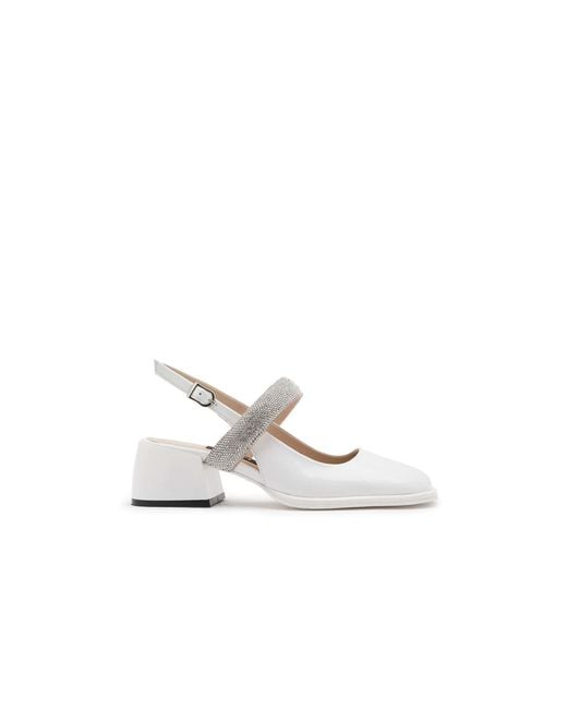 Ilvi White Kotna Patent Leather Heeled Sandal