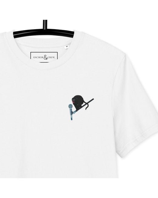 Anchor and Crew White Artist Monkey Organic Cotton Embroidered T-Shirt