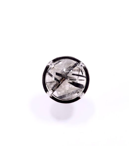 Mineralgems•Studio White Tourmalinated Quartz Ring Fail