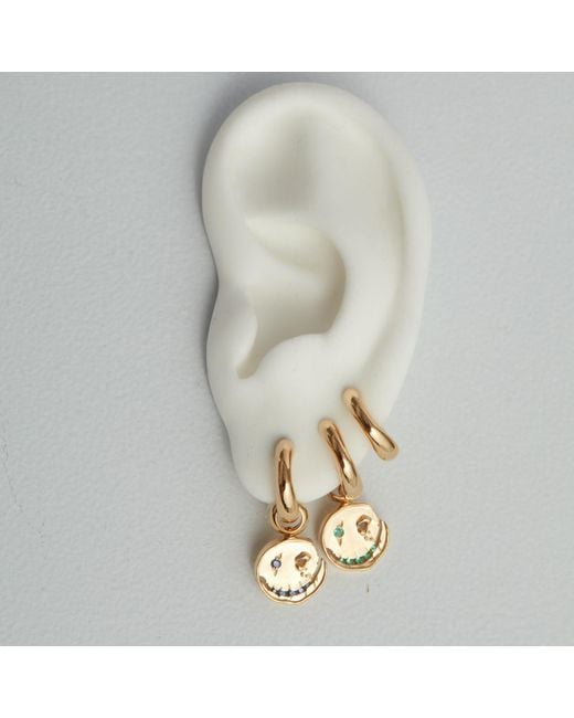 Kasun Metallic Smile Hoop Earrings – April – Diamond – Plated