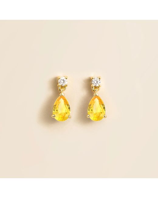 Juvetti Yellow Pisa Earrings Set With Sapphire & Diamond