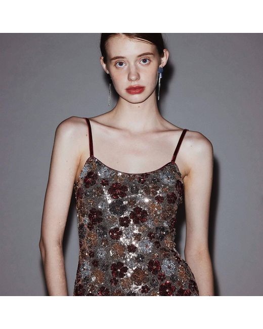 Belsize25 Red Mayfair Series – Garden Dress Sequinned Halterneck Evening Mini Gown