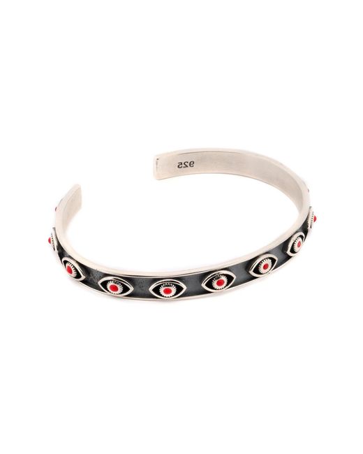 Ebru Jewelry Metallic Coral Evil Eye Sterling Cuff Bracelet for men