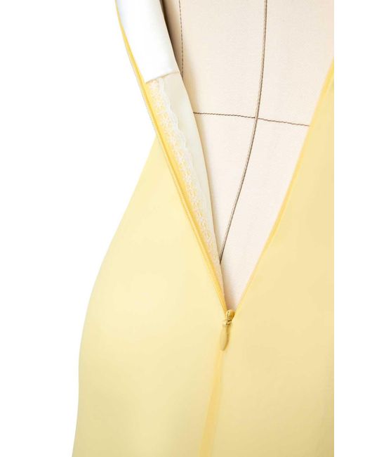 POST MERIDIEM Yellow Draped Bodice Bottom Flounced Bustier Dress