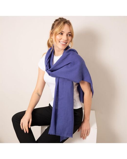 Alie Street London Blue Aurielle Silk Wool Scarf Future Dusk