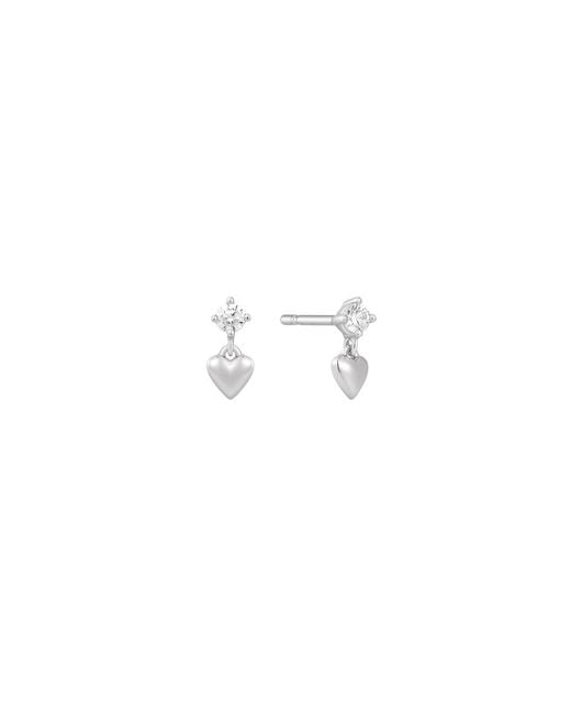 Vanhi White Lilian Crystal Heart Studs Earrings