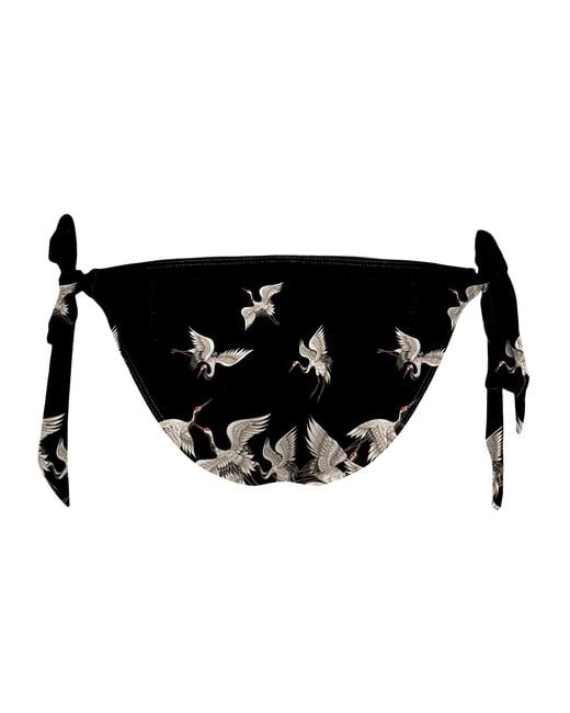 Aloha From Deer Black Cranes Bikini Bows Bottom