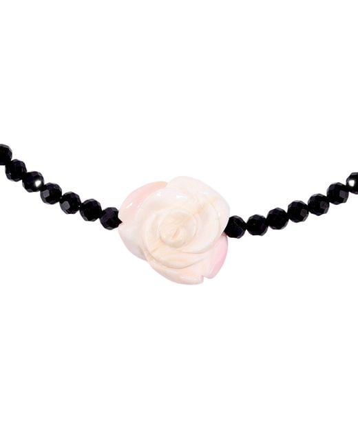 Mineralgems•Studio Metallic Onyx Choker With Shell Flower