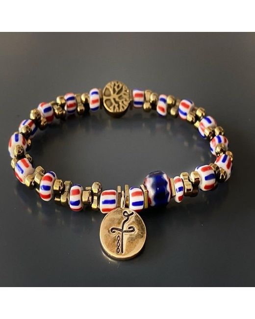 Ebru Jewelry Metallic African Beaded Heal Charm Bracelet
