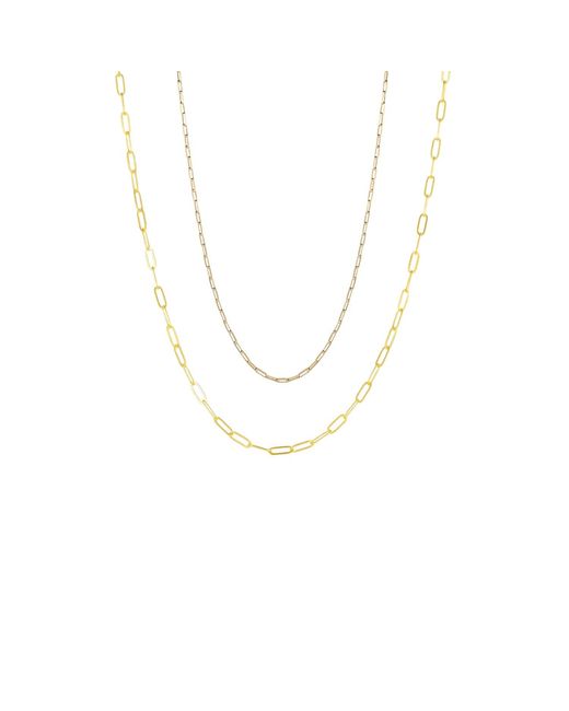 Spero London Metallic Paperclip Chains Sterling Layering Necklace Set