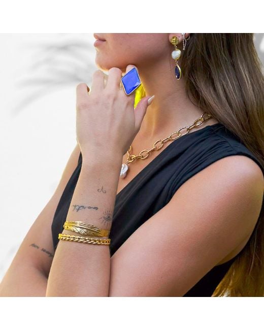 Ebru Jewelry Metallic Cleopatra Twist Cuff Bracelet