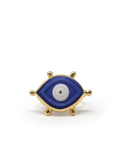 Vintouch Italy Blue Evil Eye-Plated Stacking Ring