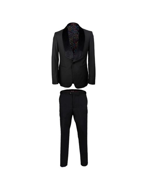 DAVID WEJ Black Alfredo Dress Single Breasted Velvet Shawl Lapel Tuxedo Set – for men
