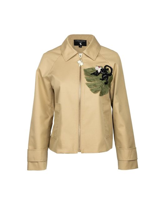 House of Laines London Natural Neutrals Laines Couture Hand Embellished Monkey Cropped Trench