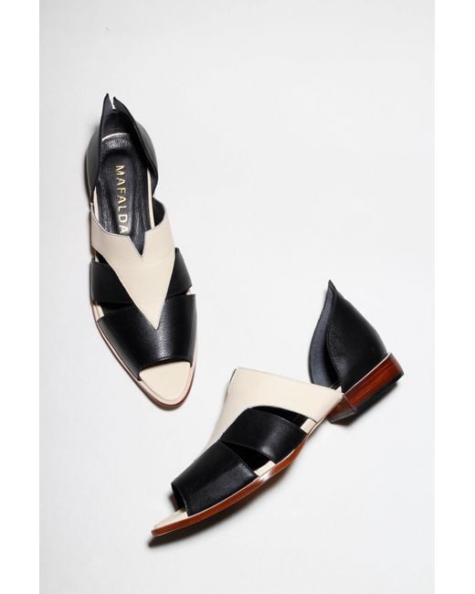 Mafalda Black Agatha Two-Tone Peep-Toe Sandals